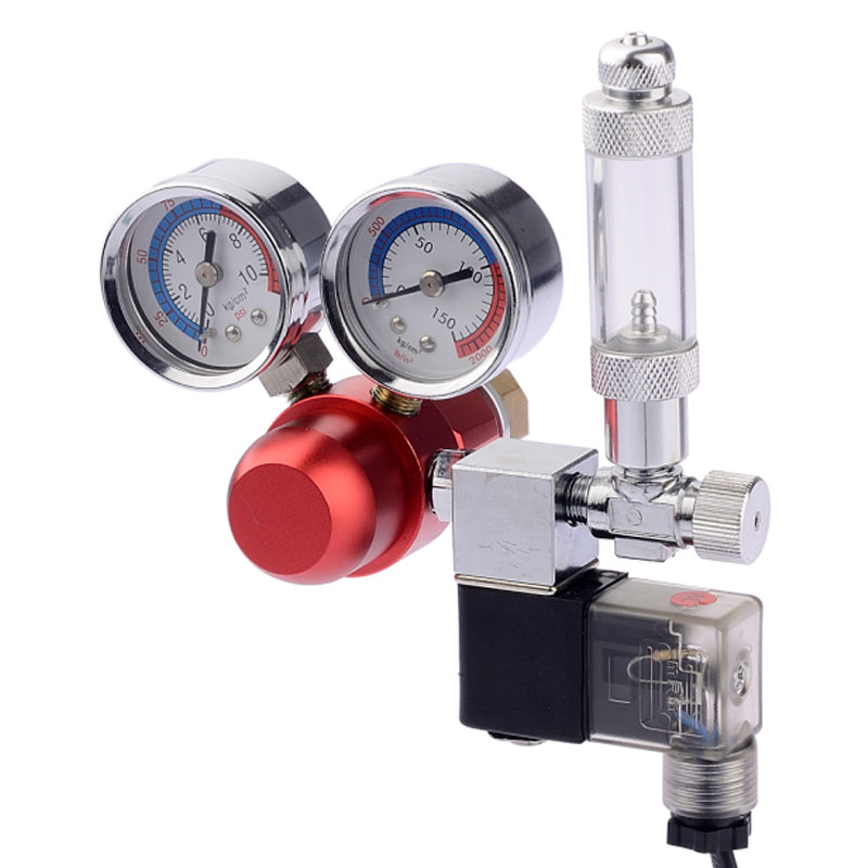 Regulador de CO2 para acuario ST-04 con manómetros dobles y contador de burbujas único